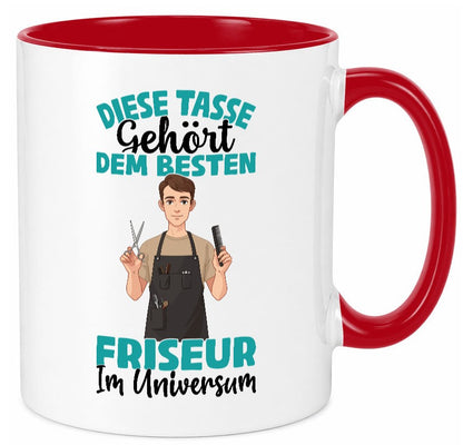 Im Universum: Friseur | Frisör lustiger Spruch Geschenk Humor Geschenkidee Tasse