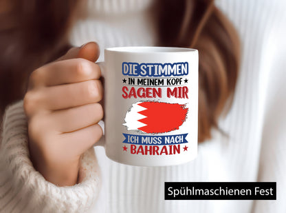 Bahrain | Urlaub Stimmen in meinem Kopf Traumland Humor Geschenkidee Tasse
