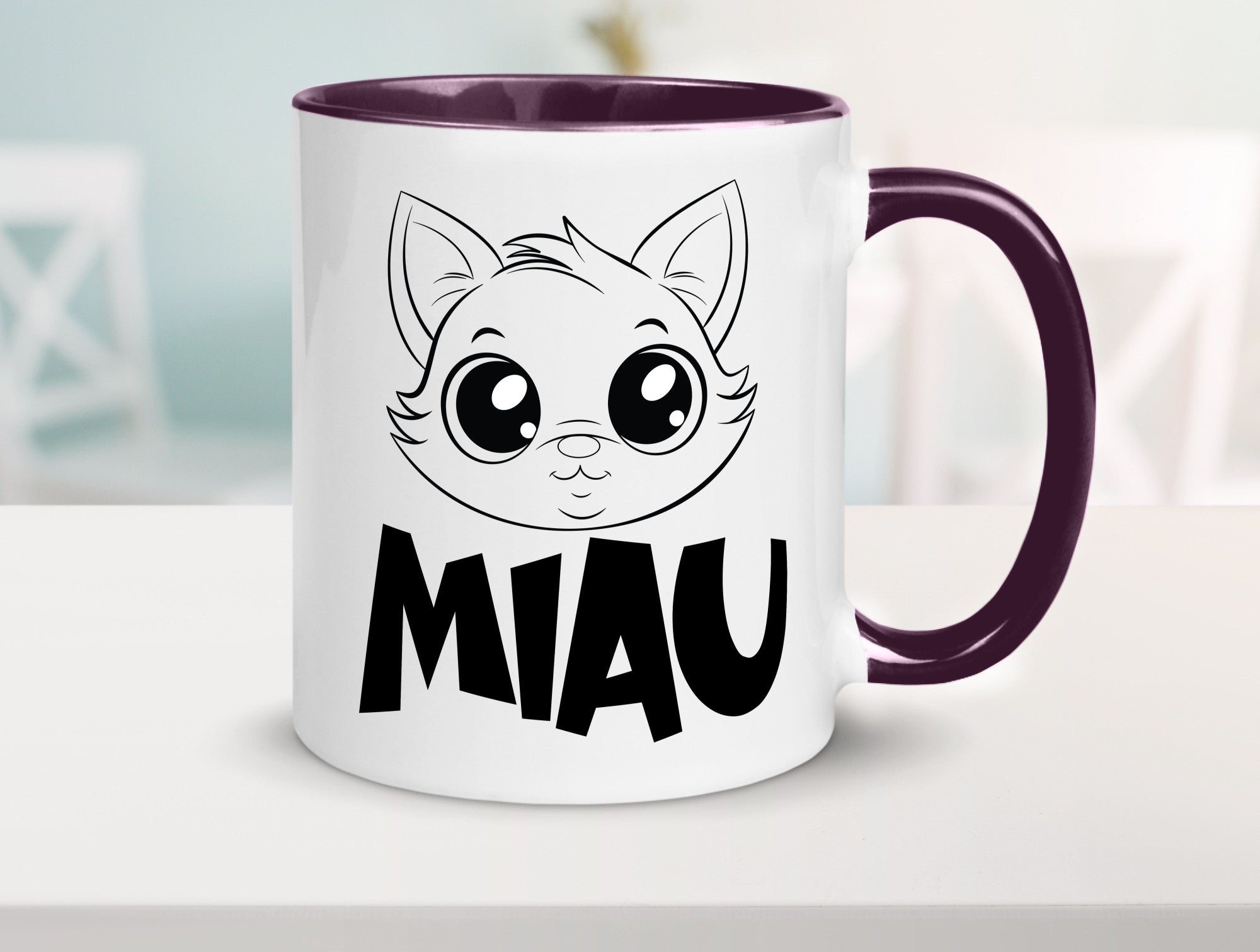 Miau | Katze Geschenkidee Tierliebhaber Humor Tasse