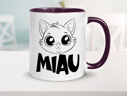 Miau | Katze Geschenkidee Tierliebhaber Humor Tasse