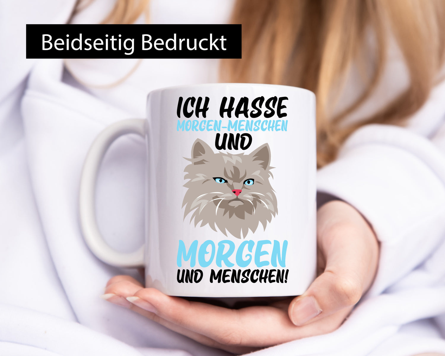 Ich hasse Morgenmenschen | Morgenmuffel mürrische Katze Geschenkidee