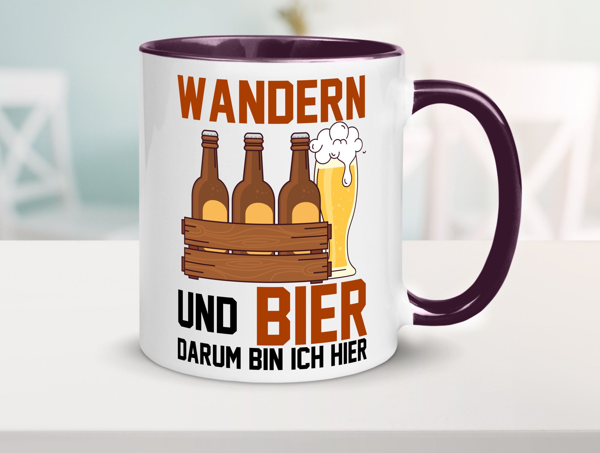 Wandern und Bier darum bin ich hier | Bierkasten lustiger Spruch Geschenk Humor