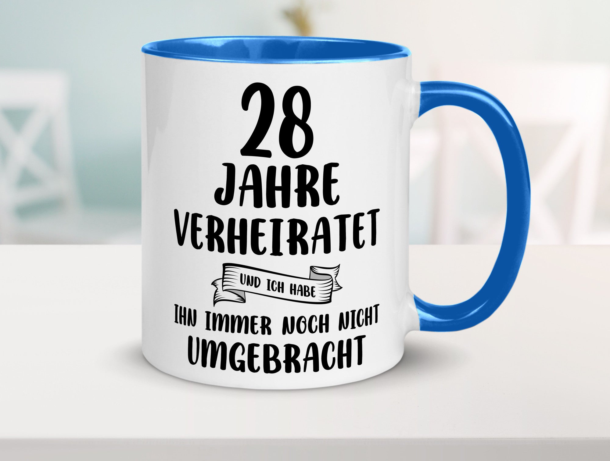 28 Jahre Verheiratet, immer noch am Leben! Geschenkidee Humor Tasse