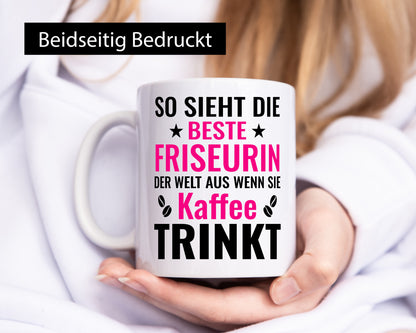 Kaffee trinkt: Friseurin | Friseuse Frisörin lustig Humor Geschenkidee Geschenk
