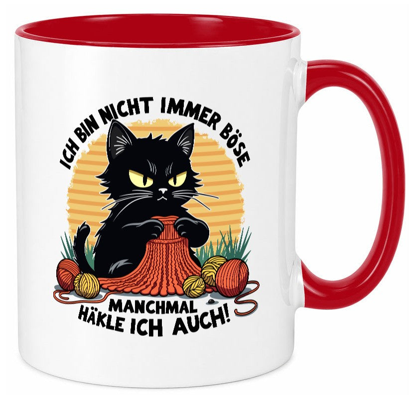 Manchmal Häkle ich auch | Schwarze Katze Häkeln lustig Tierliebhaber Humor Tasse