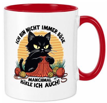 Manchmal Häkle ich auch | Schwarze Katze Häkeln lustig Tierliebhaber Humor Tasse