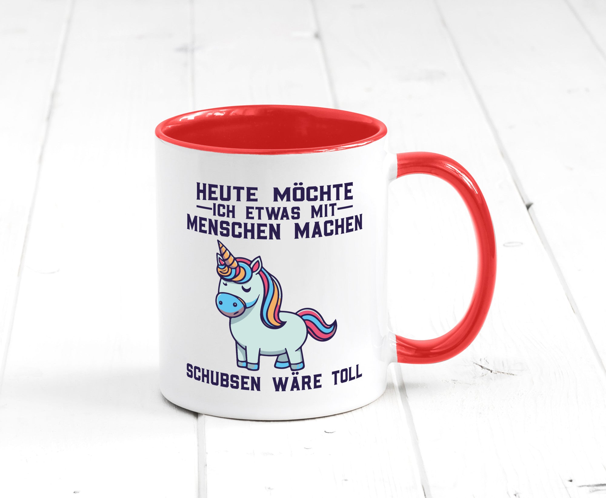 Heute möchte ich Menschen schubsen | Einhorn v2 Geschenk Humor Geschenkidee