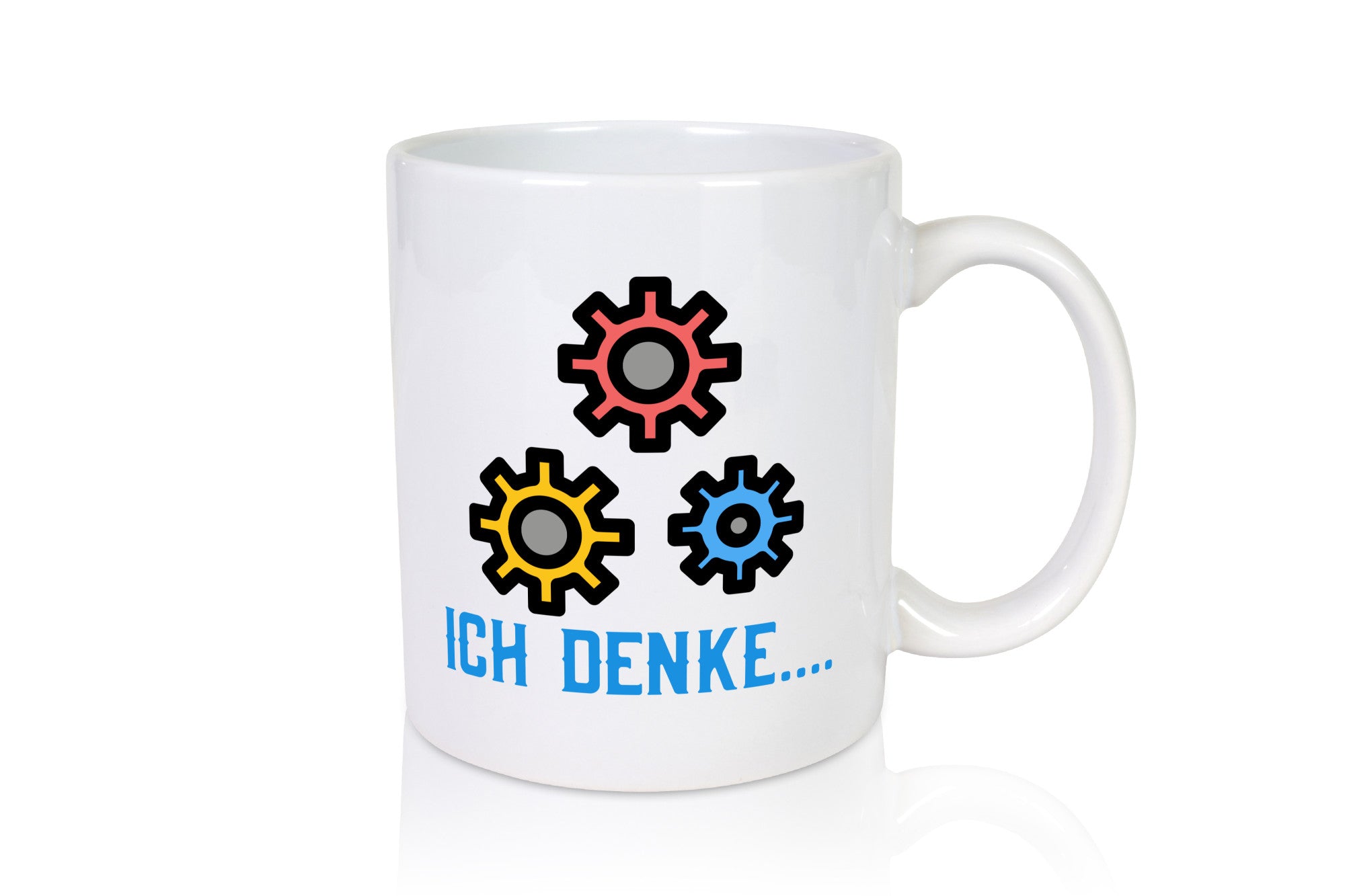 Ich denke | Nachdenken Zahnräder Gedanken kreisen lustig Humor Geschenkidee