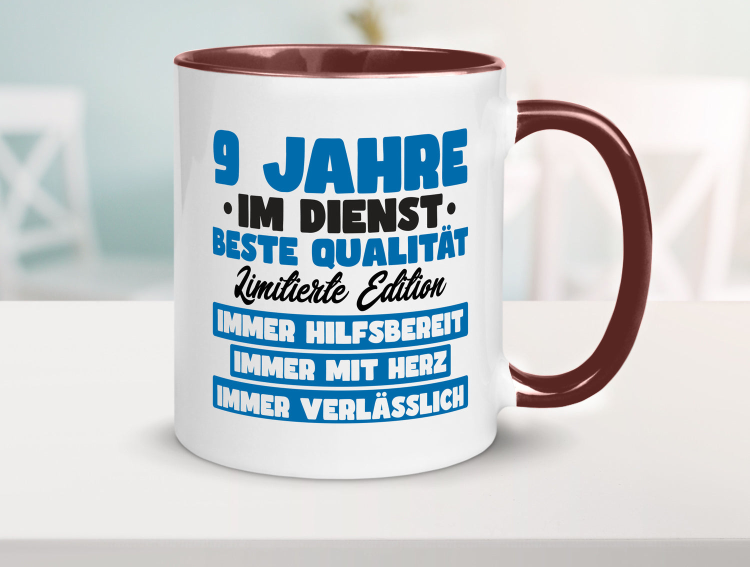 9 Jahre im Dienst | Jubiläum Arbeit v7 lustig Kollegen Büro Geschenk Tasse