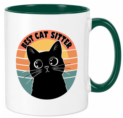 Bets Cat Sitter | Schwarze Katze Katzenliebhaber Geschenk Tierliebhaber Humor Tasse