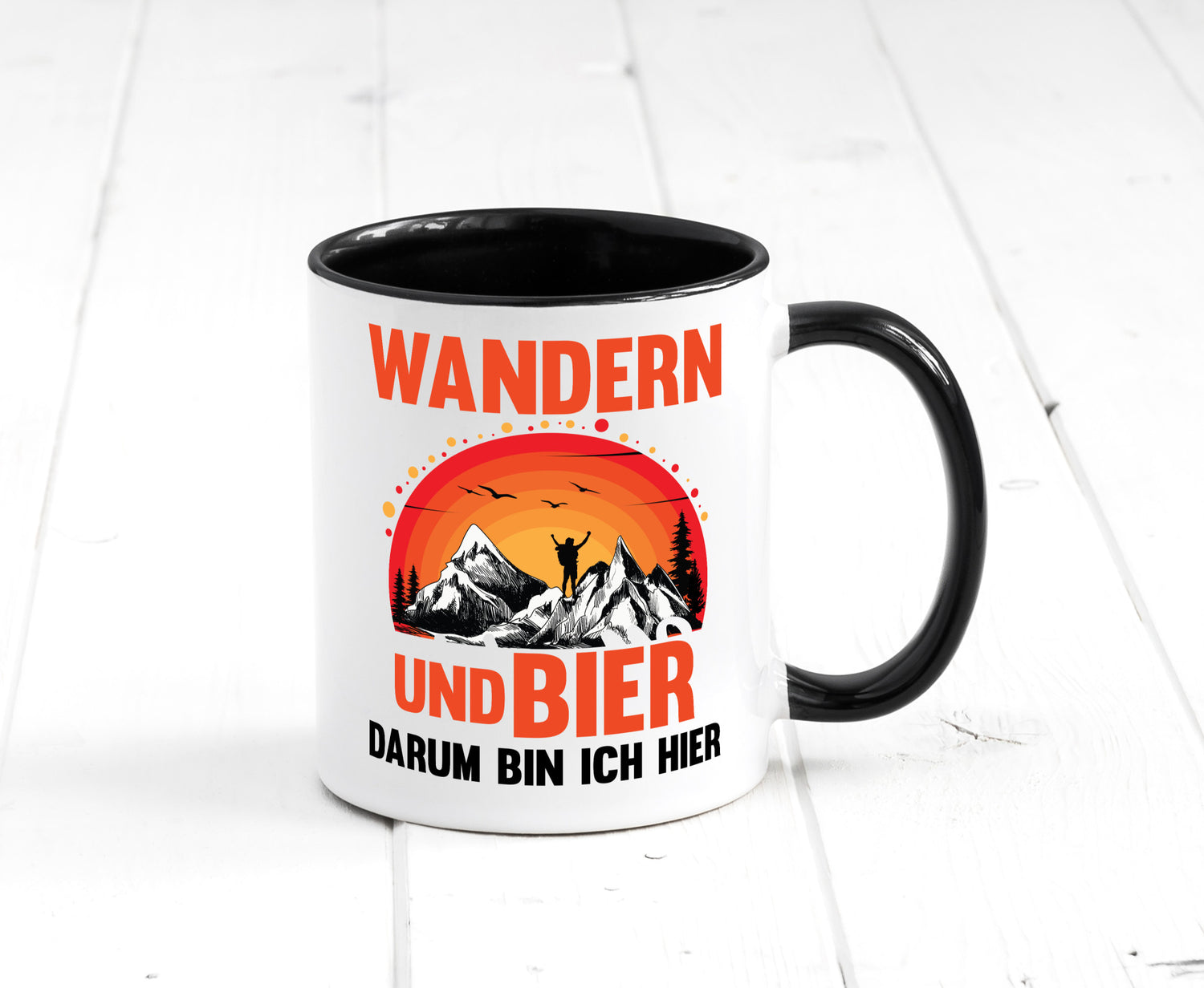 Wandern und Bier darum bin ich hier | lustiger Spruch Geschenk Humor