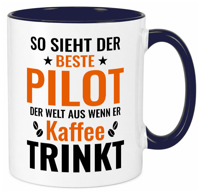 Kaffee trinkt: Pilot | Flugzeug Piloten lustiger Spruch Geschenk Humor