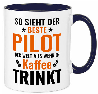 Kaffee trinkt: Pilot | Flugzeug Piloten lustiger Spruch Geschenk Humor