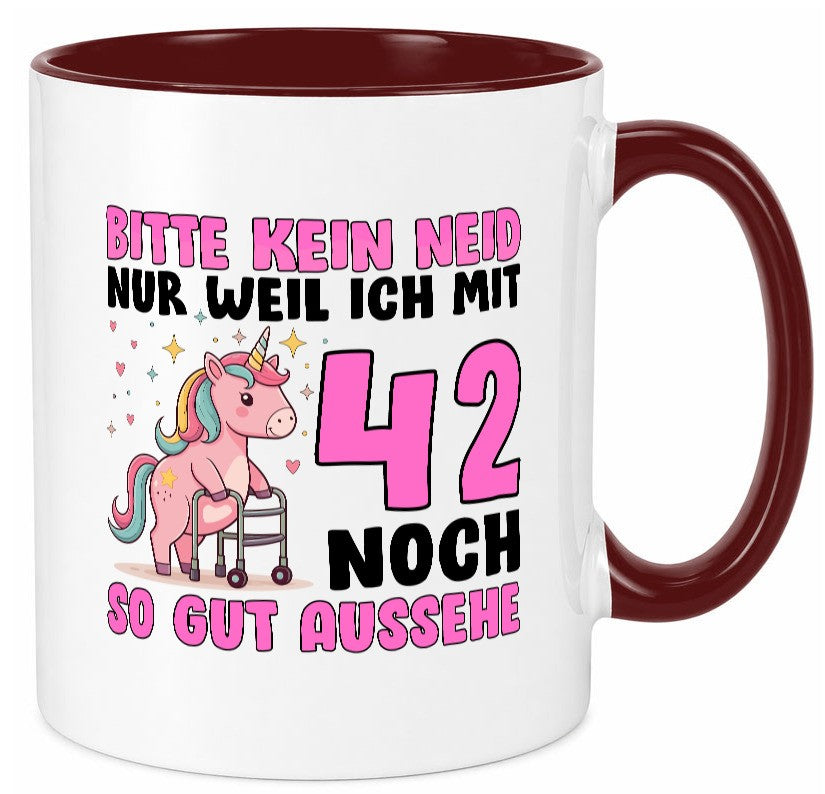42. Geburtstag | 42 Jahre Mit noch so gut aussehen lustiger Spruch Geschenk Tasse