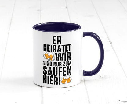 JGA | Er heiratet Junggesellenabschied Polterabend v2 lustiger Spruch Geschenk