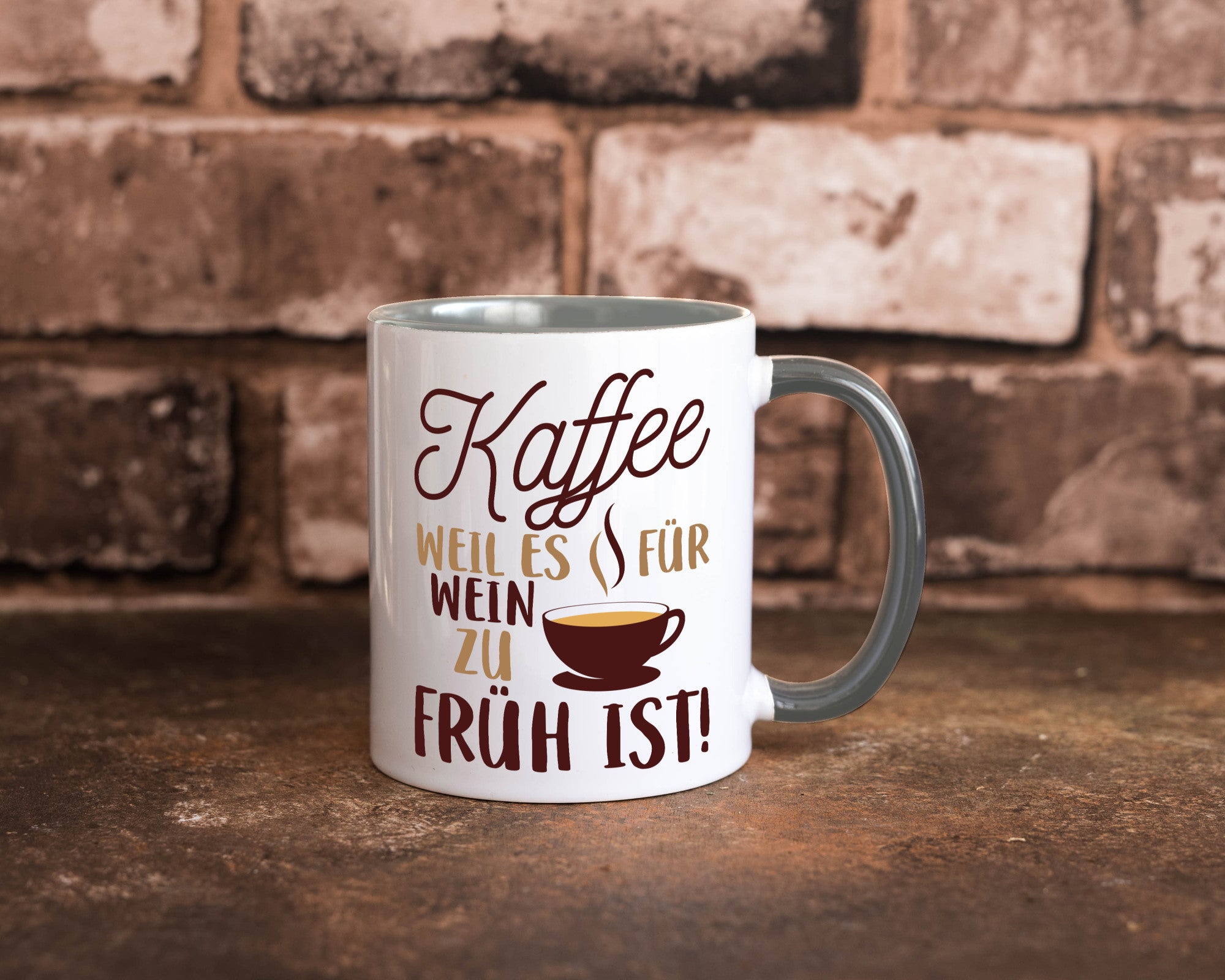 Weil es für Wein zu früh ist | Kaffeetrinker Herzschlag Humor Geschenkidee Tasse