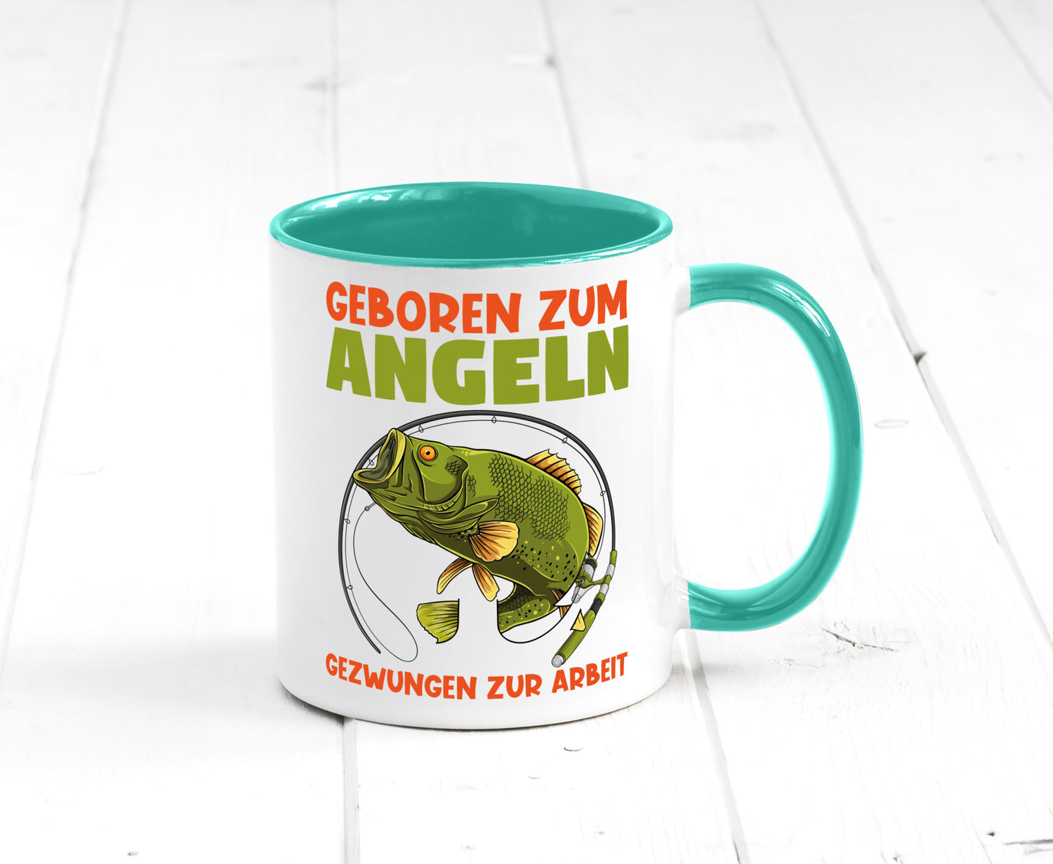 Geboren zum Angeln | Angler Tasse Fischer Spruch Humor Geschenkidee
