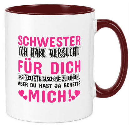 Schwester Tasse | lustiger Spruch Geschwisterliebe v2 Humor Geschenkidee