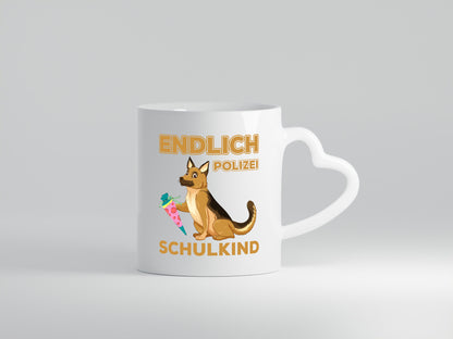 Endlich Schulkind | Tasse Einschulung Polizei Hund lustiger Spruch Geschenk