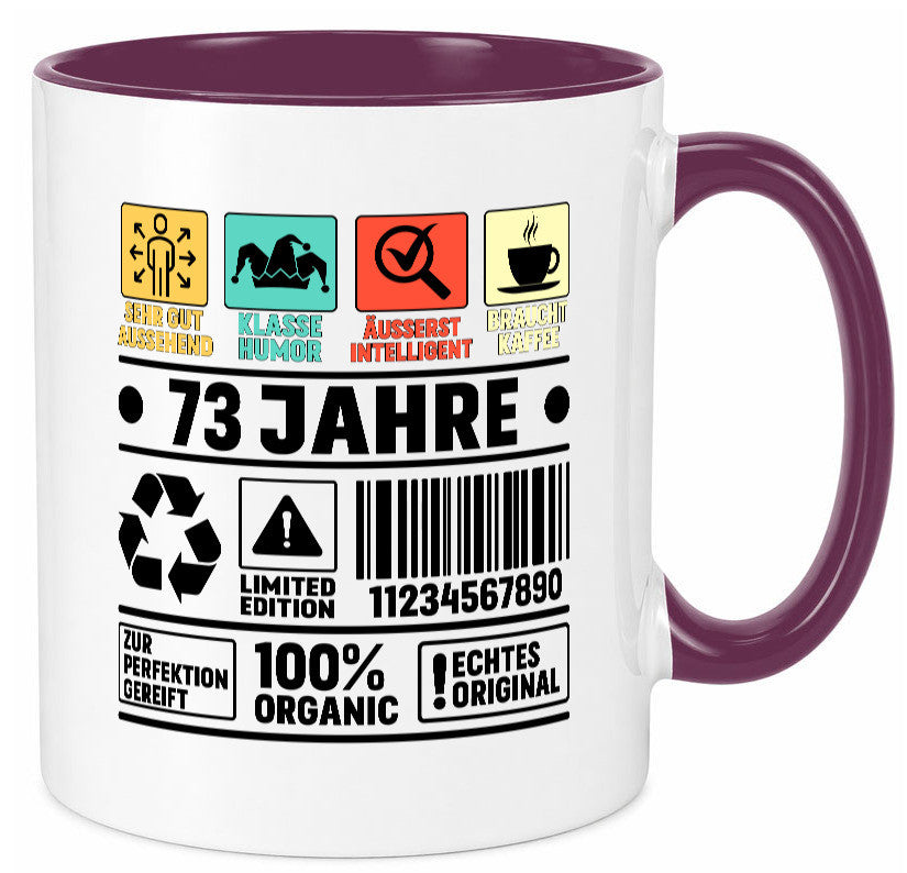 73. Geburtstag | 73 Jahre Humor Limited Edition Geschenkidee Tasse