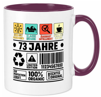 73. Geburtstag | 73 Jahre Humor Limited Edition Geschenkidee Tasse