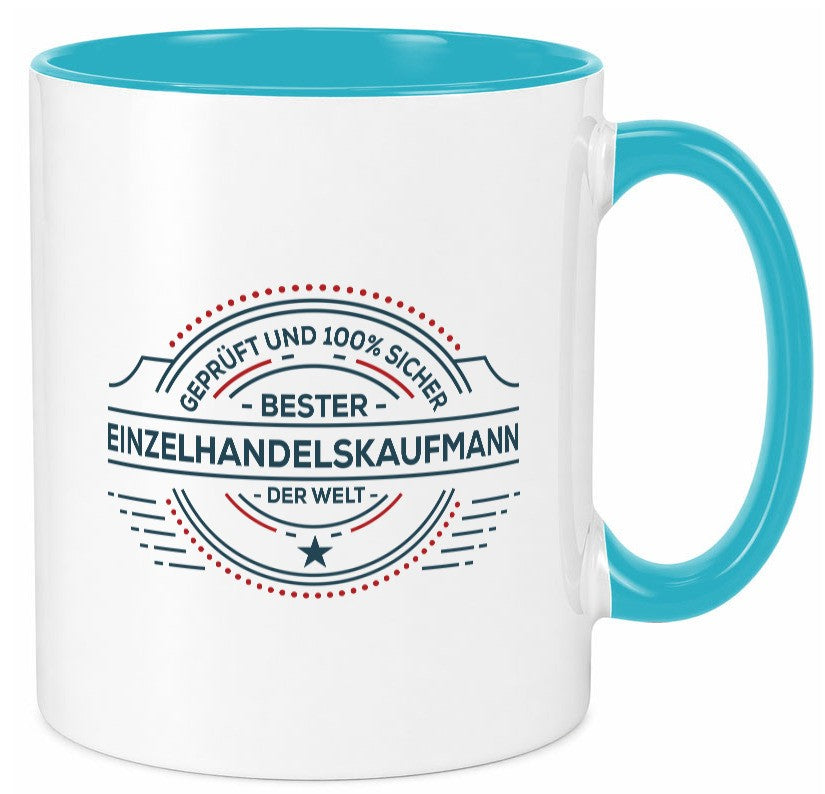 Geprüft und sicher: Einzelhandelskaufmann | Einzelhandel Humor Geschenkidee Tasse