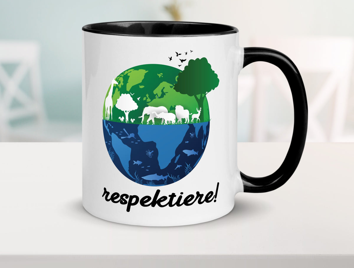 Respektiere | Tiere mit Respekt behandeln lustiger Spruch Geschenk Tasse