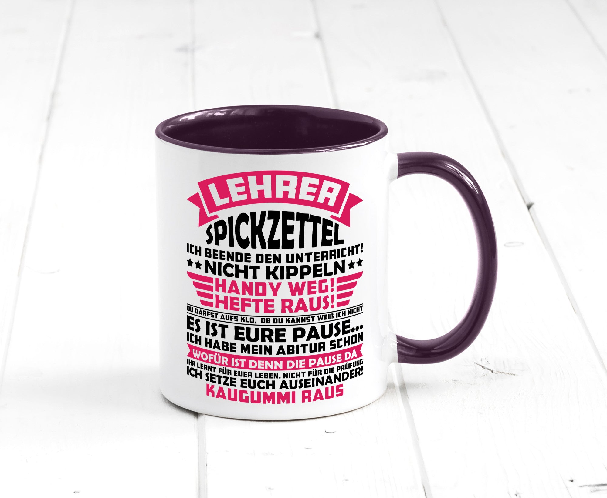 Lehrer Spickzettel | Beruf Tasse lustiger Spruch vl8 Geschenkidee Arbeit