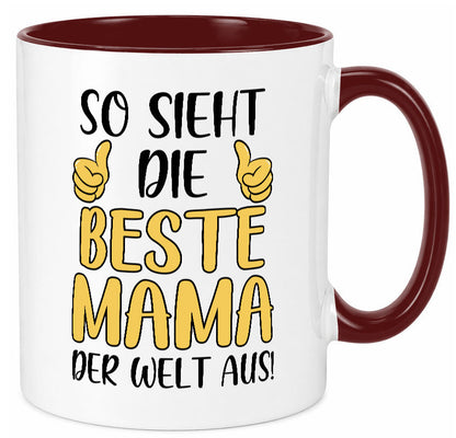 Beste Mama der Welt | Daumen hoch Geschenk Familie Geschenkidee lustiger Spruch Tasse
