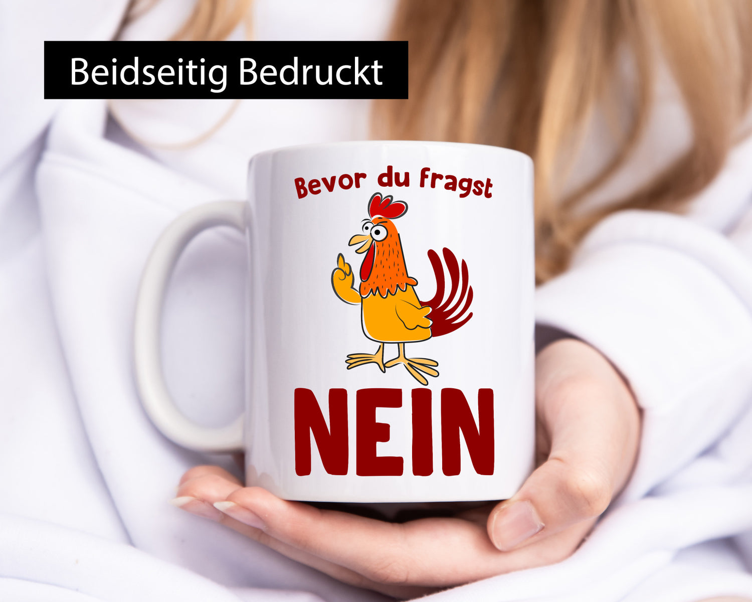 Bevor du fragst, NEIN | Huhn Bauer lustiger Spruch Geschenk Humor Geschenkidee