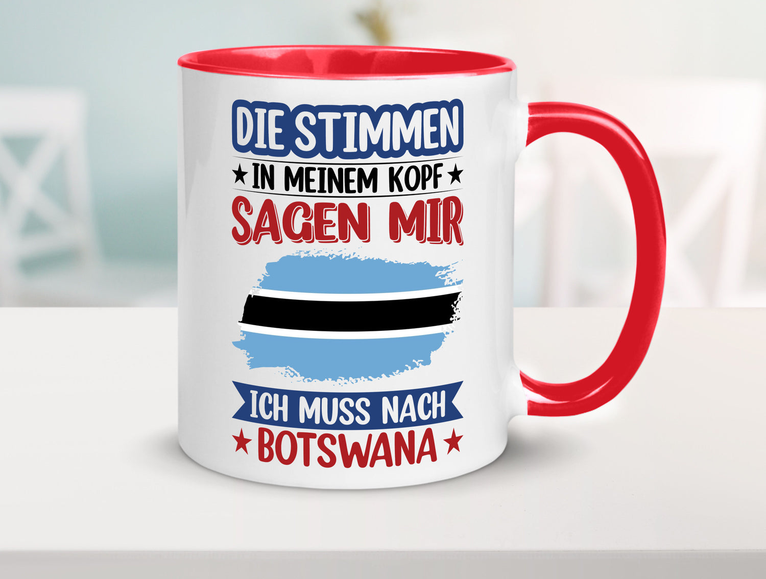 Botswana | Urlaub Stimmen in meinem Kopf Traumland Geschenkidee Humor Tasse