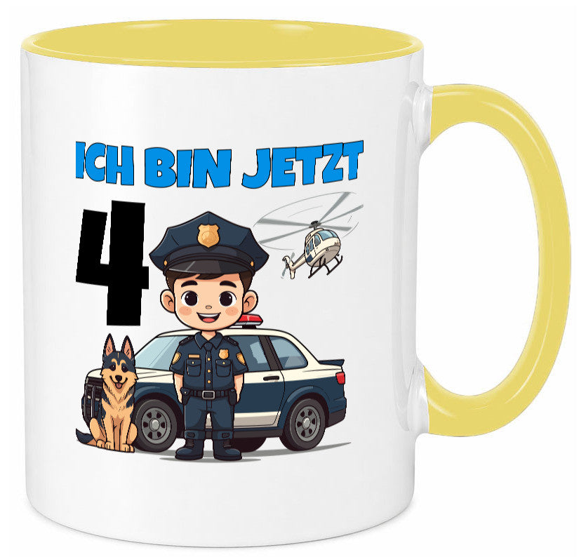 4. Geburtstag | 4 Jahre Polizei Kind Polizeiauto Humor Geschenkidee Tasse