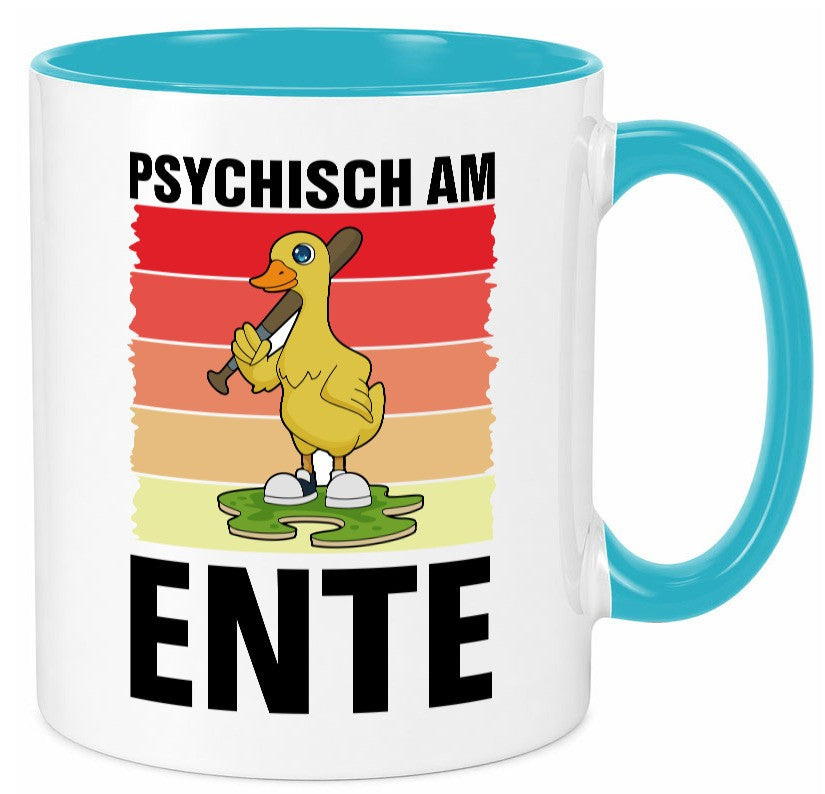 Psychisch am Ente | mit Baseball schläger Sunset v2 lustig Humor Geschenkidee Tasse