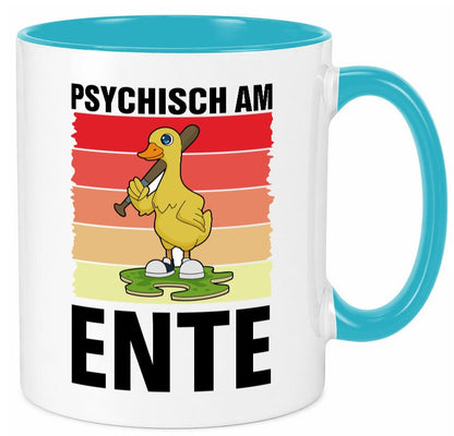 Psychisch am Ente | mit Baseball schläger Sunset v2 lustig Humor Geschenkidee Tasse