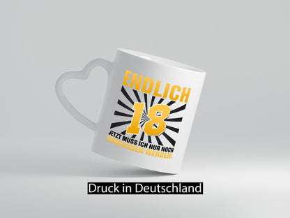 Endlich 18 Geschenkidee Humor Tasse