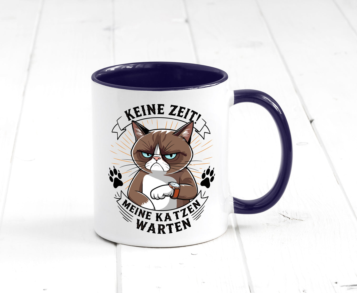Keine Zeit meine Katzen Warten | Schwarze Katze Geschenkidee Tierliebhaber