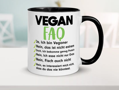 Vegan FAQ | Veganer Lifestyle Ich liebe Humor Geschenkidee Tasse