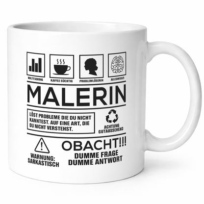 Achtung Probleme Malerin | Malerinnen lustig Humor Geschenkidee Geschenk Tasse