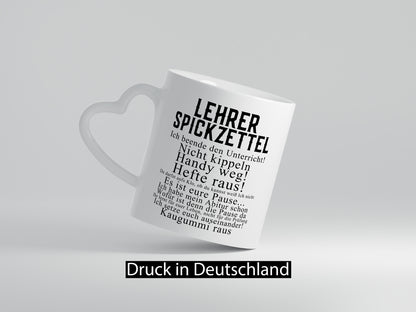 Lehrer Sprickzettel | Lehrerin Schule Geschenkidee Humor Tasse