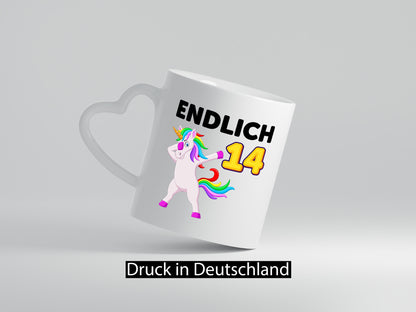 14. Geburtstag | endlich 14 Jahre Einhorn Mädchen Geschenkidee Humor Tasse
