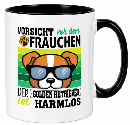 Vorsicht vor dem Frauchen Golden Retriever ist Harmlos lustiger Spruch Geschenk