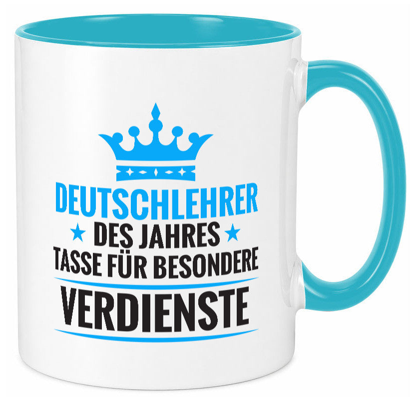 Besonderer Verdienst: Deutschlehrer | Lehrer Schule lustig Humor Geschenkidee Tasse