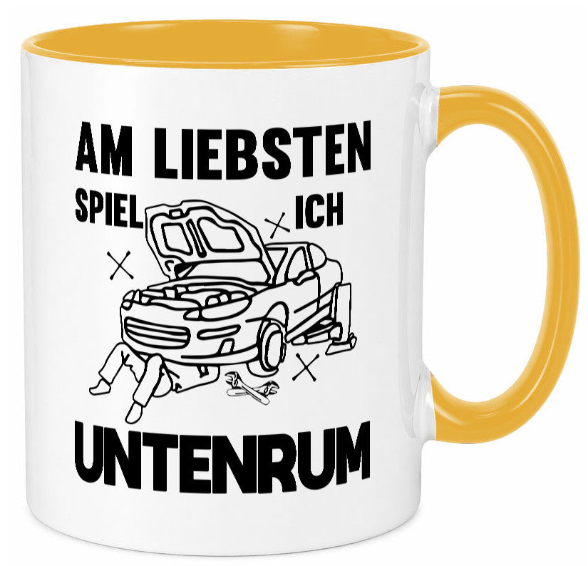 Am liebsten spiele ich untenrum | Autowektstatt lustiger Spruch Geschenk Humor Tasse