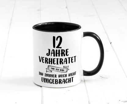 12 Jahre Verheiratet, immer noch am Leben! Geschenkidee Humor Tasse