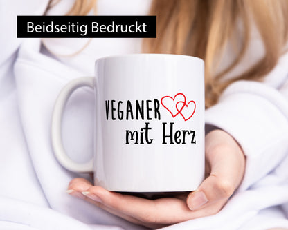 Veganer mit Herz | ich liebe Tiere Humor Tierliebhaber Geschenkidee Tasse
