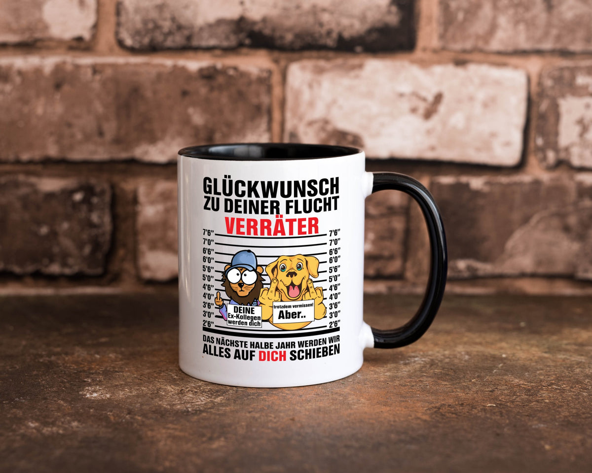 Glüchwunsch zur Flucht | Verräter Ex-Kollegen Humor Arbeit Kollegen Büro Tasse