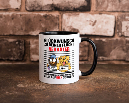 Glüchwunsch zur Flucht | Verräter Ex-Kollegen Humor Arbeit Kollegen Büro Tasse
