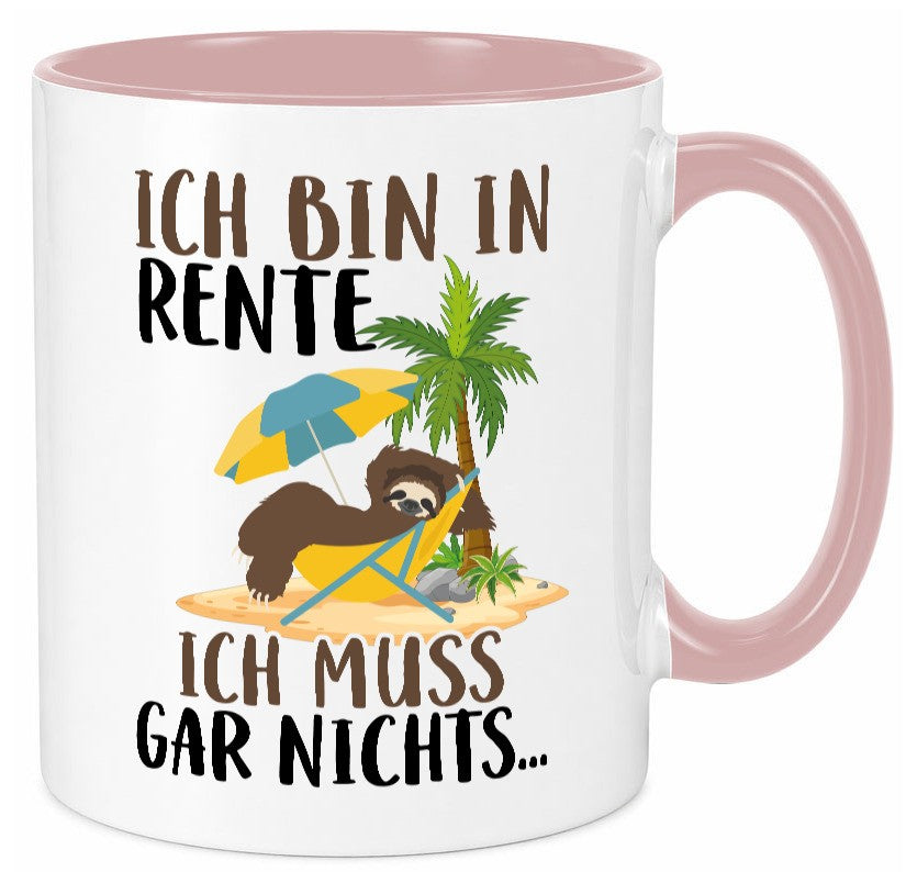 Ich bin in Rente | Faultier Rentner Ruhestand Geschenk Jubiläum lustiger Spruch Tasse