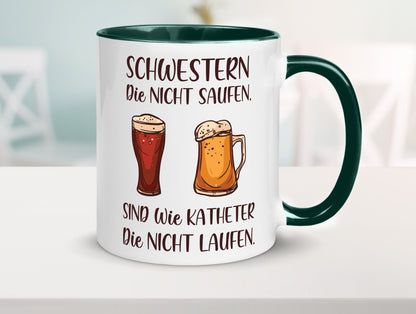 Schwestern die nicht saufen, Katheder laufen | Gläser lustiger Spruch Geschenk