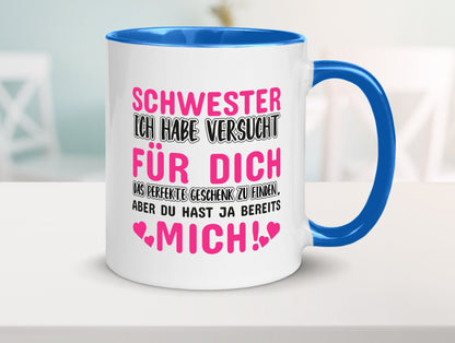 Schwester Tasse | lustiger Spruch Geschwisterliebe v2 Humor Geschenkidee